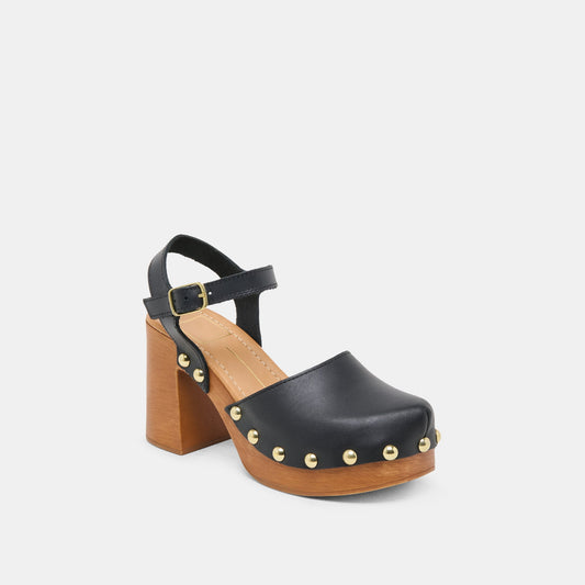 CLOVER HEELS BLACK LEATHER | Dolce Vita