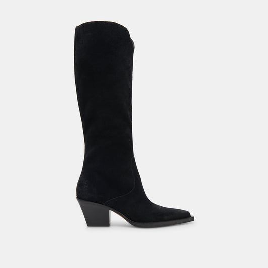 Raj Extra Wide Calf Onyx Suede Boots | Dolce Vita