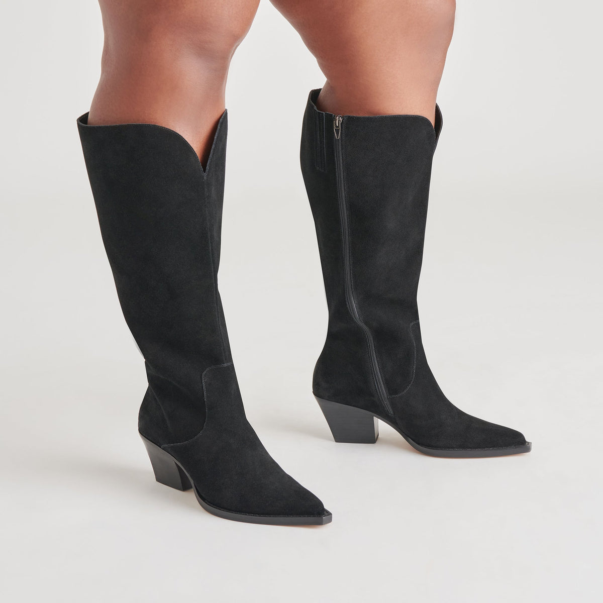 Raj Extra Wide Calf Onyx Suede Boots | Dolce Vita