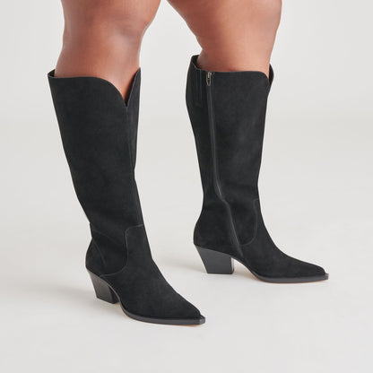 Raj Extra Wide Calf Onyx Suede Boots | Dolce Vita