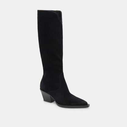 Raj Extra Wide Calf Onyx Suede Boots | Dolce Vita