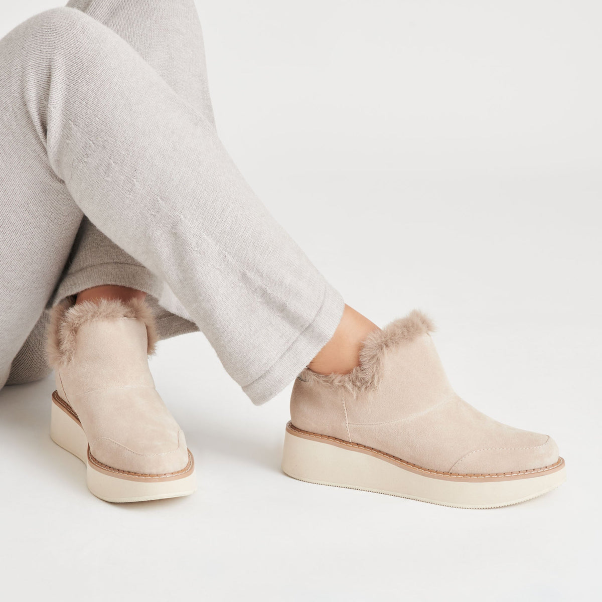 ARDY PLUSH H2O BOOTIES TAUPE SUEDE | Dolce Vita