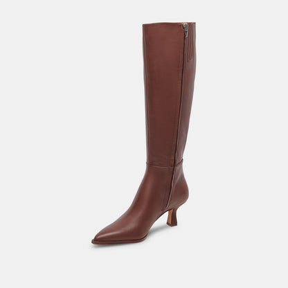 Auggie Chocolate Leather Narrow Calf Boots | Dolce Vita