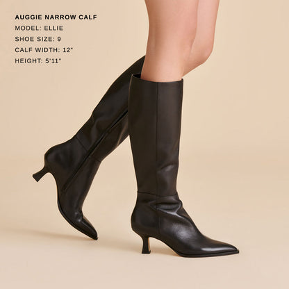 Auggie Black Leather Narrow Calf Boots | Dolce Vita