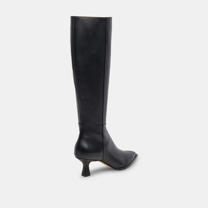 Auggie Black Leather Narrow Calf Boots | Dolce Vita