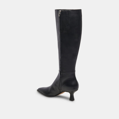 Auggie Black Leather Narrow Calf Boots | Dolce Vita