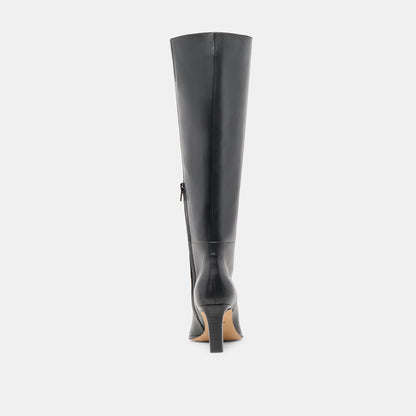 Emmi Black Leather Narrow Calf Boots | Dolce Vita