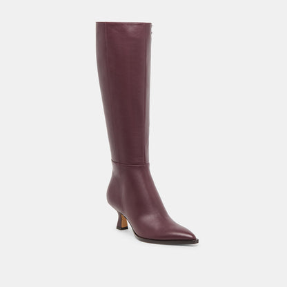 Auggie Wine Leather Wide Calf Boots | Dolce Vita