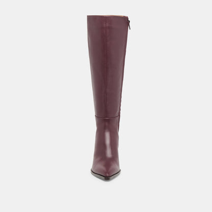 Auggie Wine Leather Wide Calf Boots | Dolce Vita