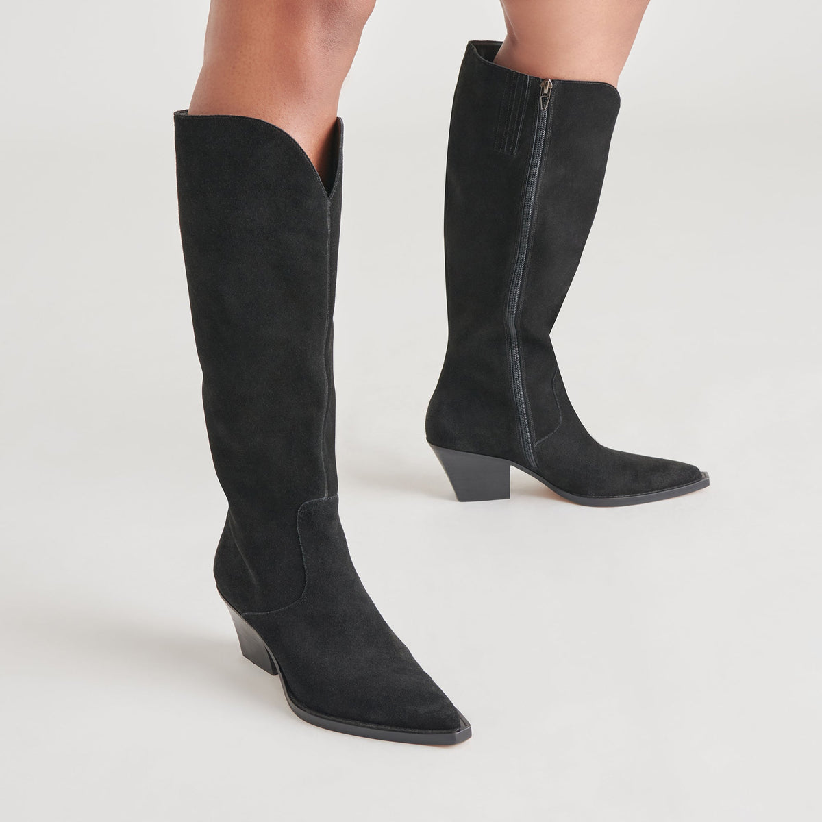 RAJ Wide Calf Boots Onyx Suede | Dolce Vita