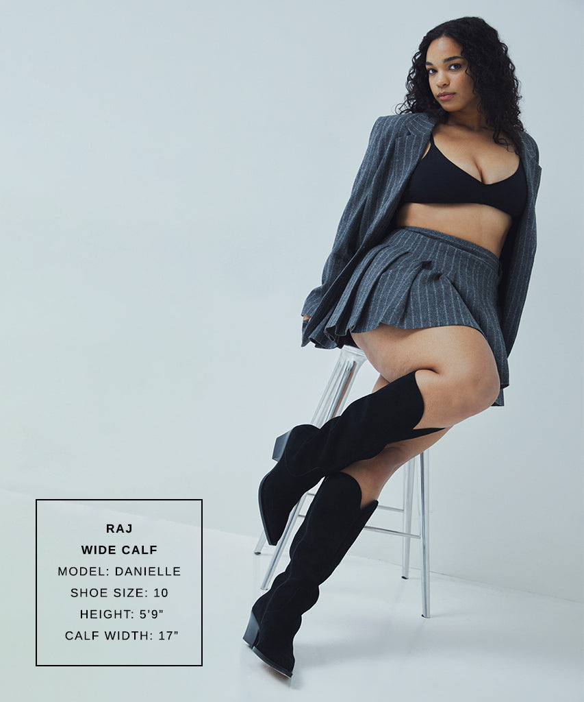 RAJ Wide Calf Boots Onyx Suede | Dolce Vita