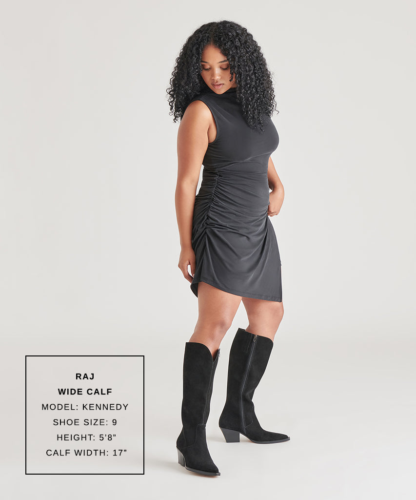 RAJ Wide Calf Boots Onyx Suede | Dolce Vita