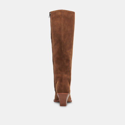 RAJ Wide Calf Boots Brown Suede | Dolce Vita