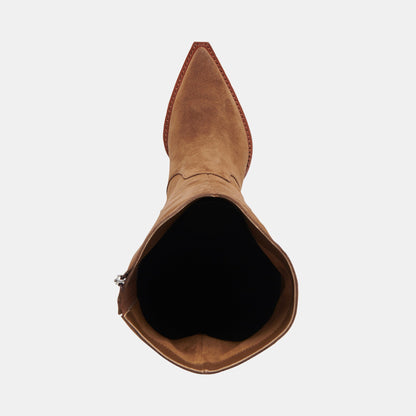 RAJ Wide Calf Boots Brown Suede | Dolce Vita