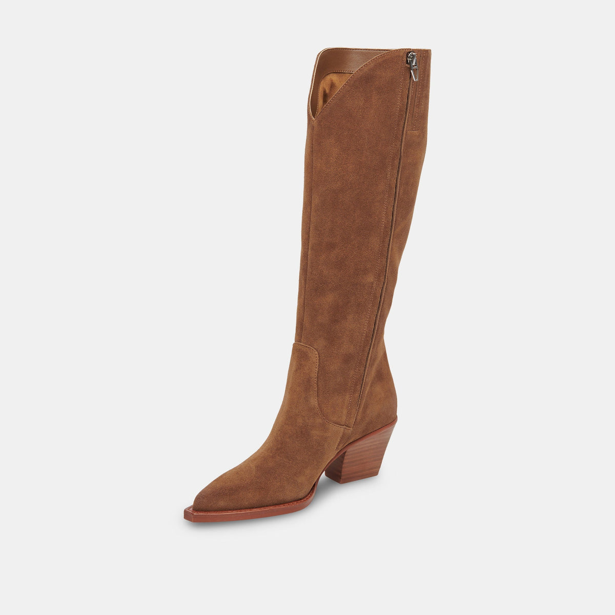 RAJ Wide Calf Boots Brown Suede | Dolce Vita