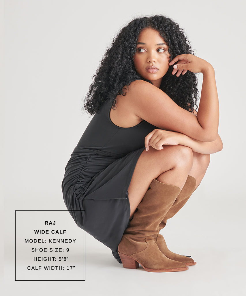 RAJ Wide Calf Boots Brown Suede | Dolce Vita