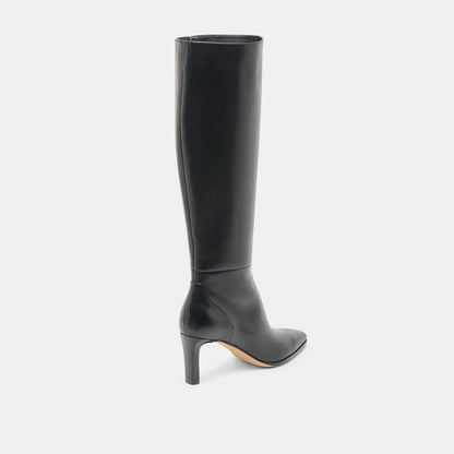 Emmi Black Leather Extra Wide Calf Boots | Dolce Vita