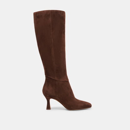 GYRA WIDE CALF BOOTS DK BROWN SUEDE | Dolce Vita