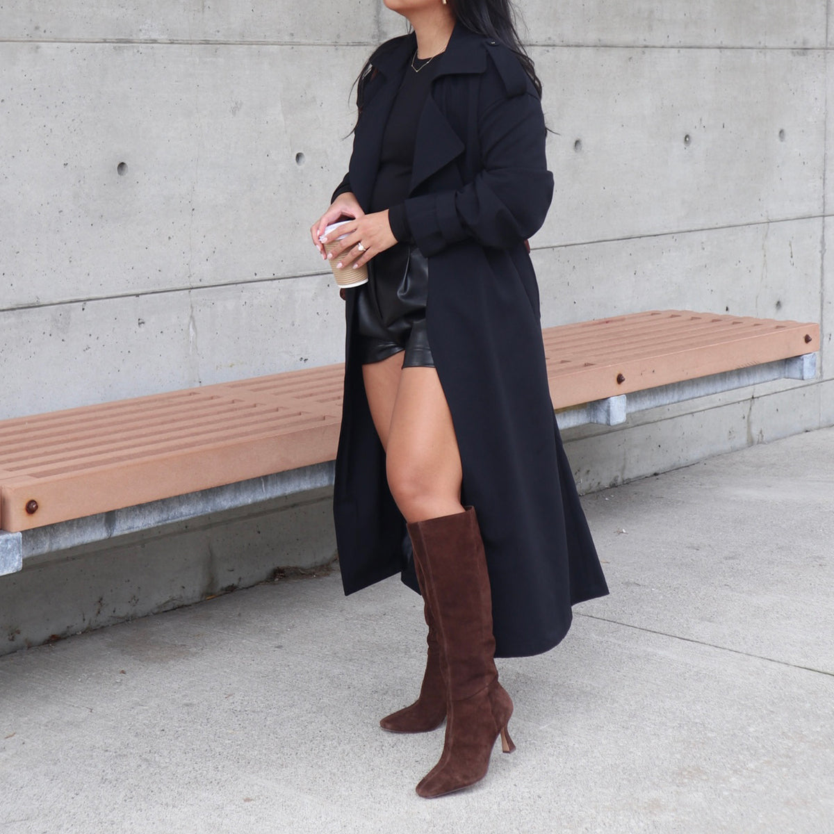 GYRA WIDE CALF BOOTS DK BROWN SUEDE | Dolce Vita