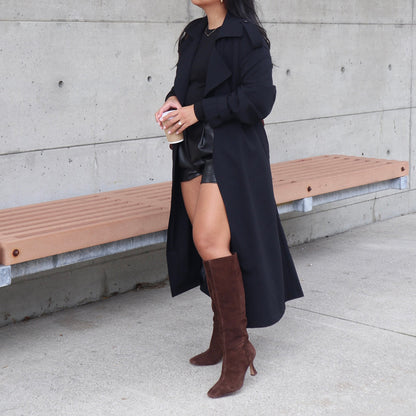 GYRA WIDE CALF BOOTS DK BROWN SUEDE | Dolce Vita