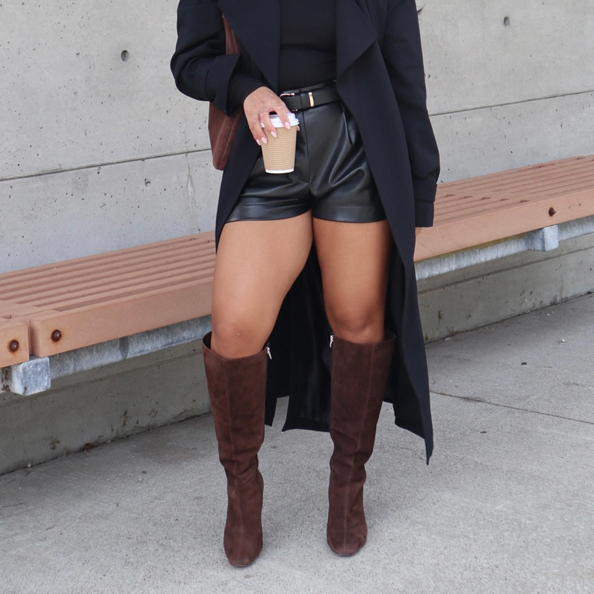 GYRA WIDE CALF BOOTS DK BROWN SUEDE | Dolce Vita