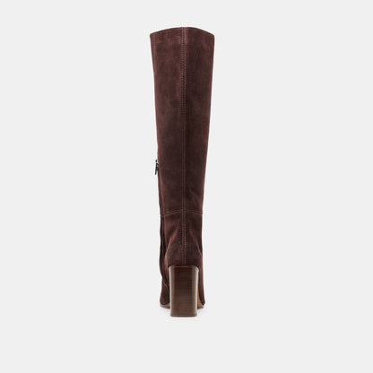 Hudsin Wide Calf Mahogany Suede Boots | Dolce Vita