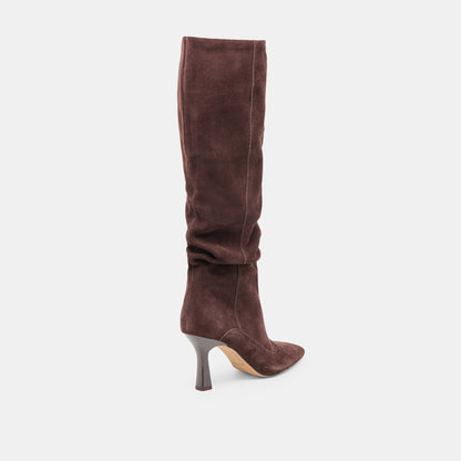 Lousa Mahogany Suede Wide Calf Boots | Dolce Vita