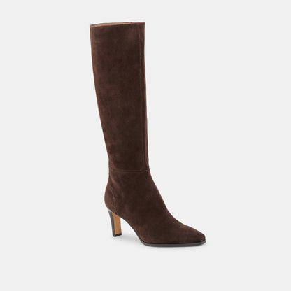 Emmi Dk Brown Suede Wide Calf Boots | Dolce Vita