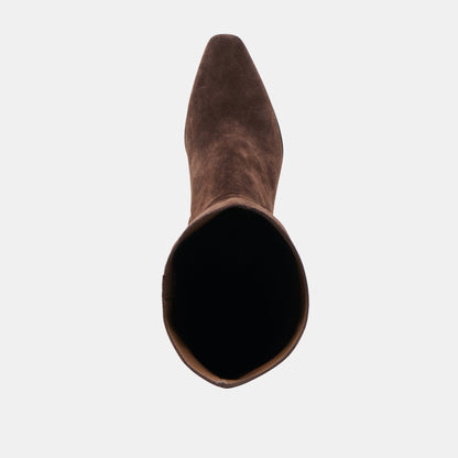 Emmi Dk Brown Suede Wide Calf Boots | Dolce Vita