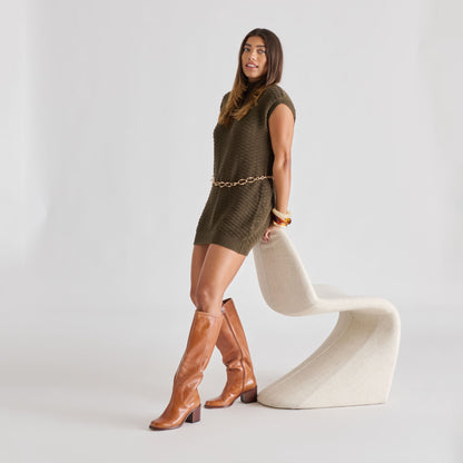 Lucyle Tan Leather Boots | Dolce Vita