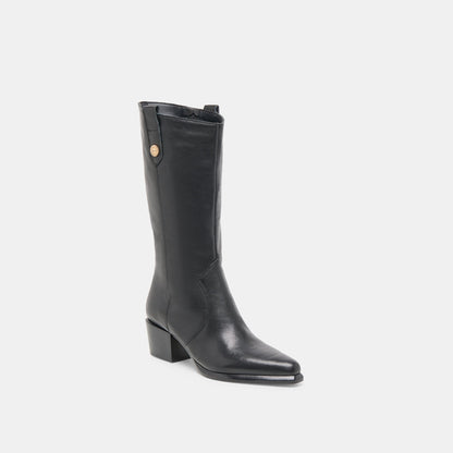 Vern Black Leather Wide Calf Boots | Dolce Vita