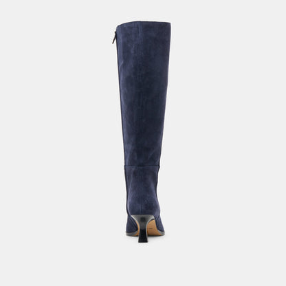 Auggie Navy Suede Wide Calf Boots | Dolce Vita