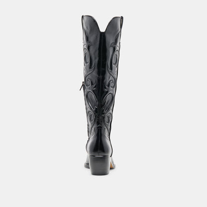 Mirla Black Leather Wide Calf Boots | Dolce Vita