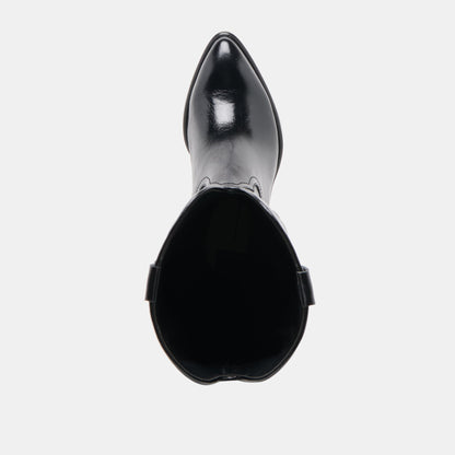 Mirla Black Leather Wide Calf Boots | Dolce Vita