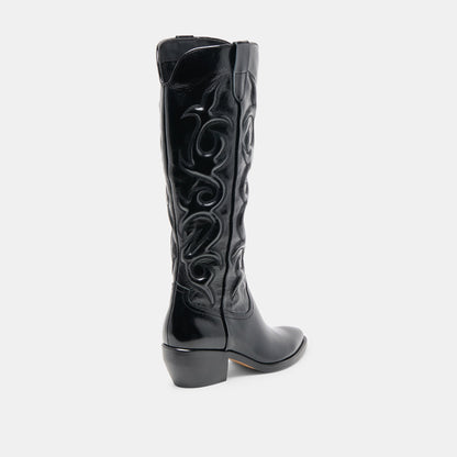 Mirla Black Leather Wide Calf Boots | Dolce Vita