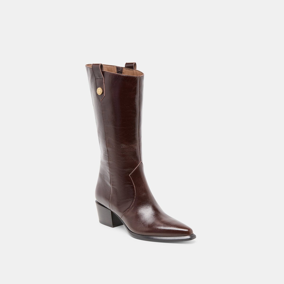 Vern Chocolate Leather Wide Calf Boots | Dolce Vita