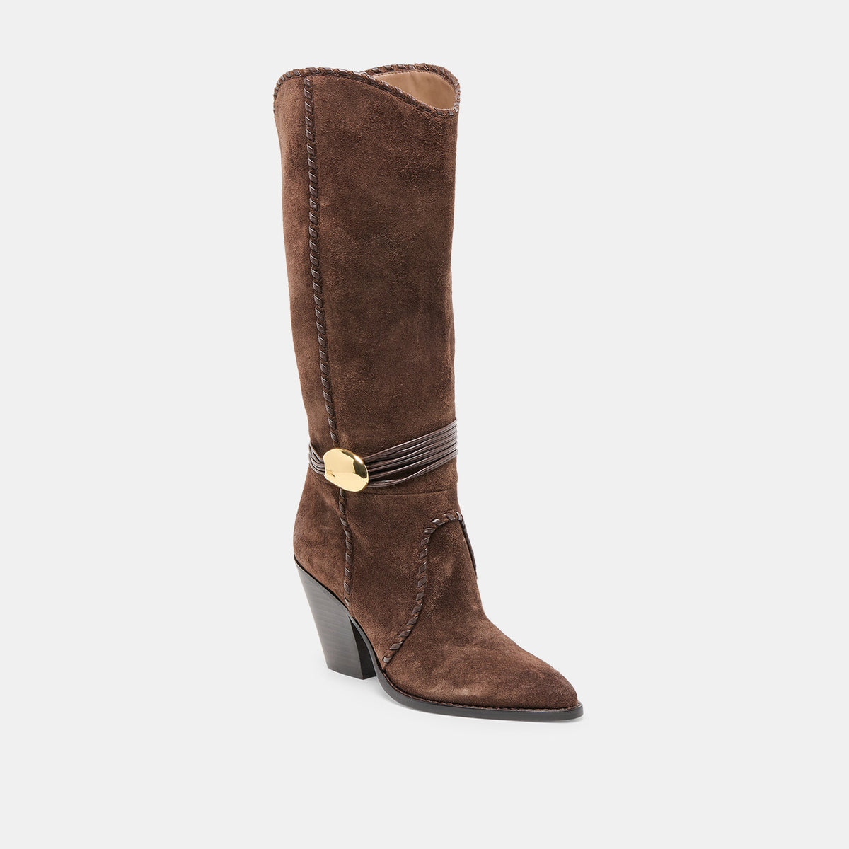 Jody Dk Brown Suede Wide Calf Boots | Dolce Vita