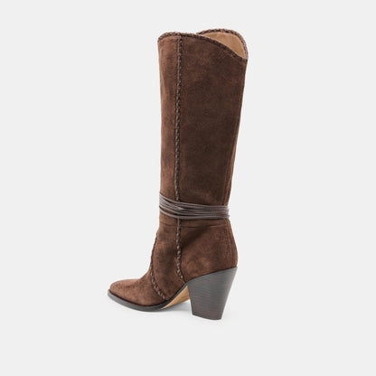 Jody Dk Brown Suede Wide Calf Boots | Dolce Vita