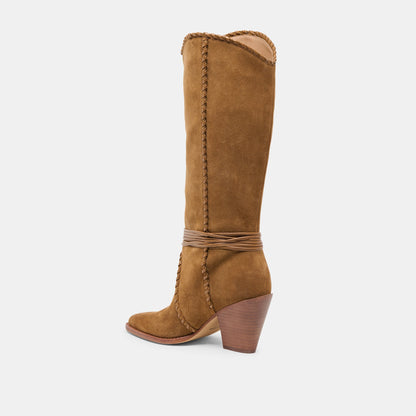 Jody Lt Brown Suede Wide Calf Boots | Dolce Vita