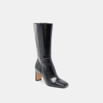 Riggs Wide Calf Black Leather Boots | Dolce Vita