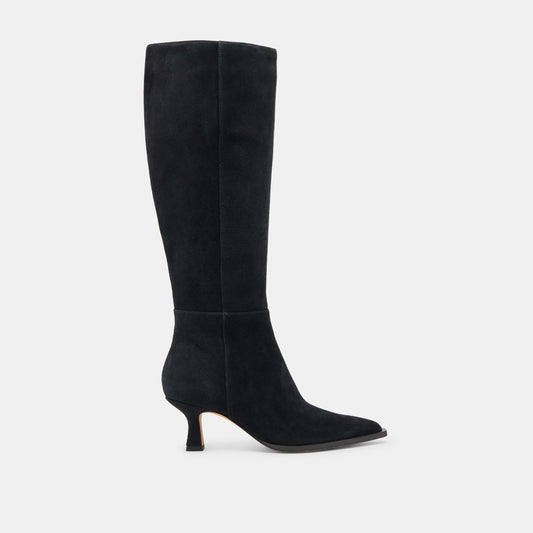 AUGGIE WIDE CALF BOOTS ONYX SUEDE | Dolce Vita