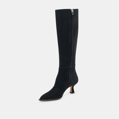 AUGGIE WIDE CALF BOOTS ONYX SUEDE | Dolce Vita