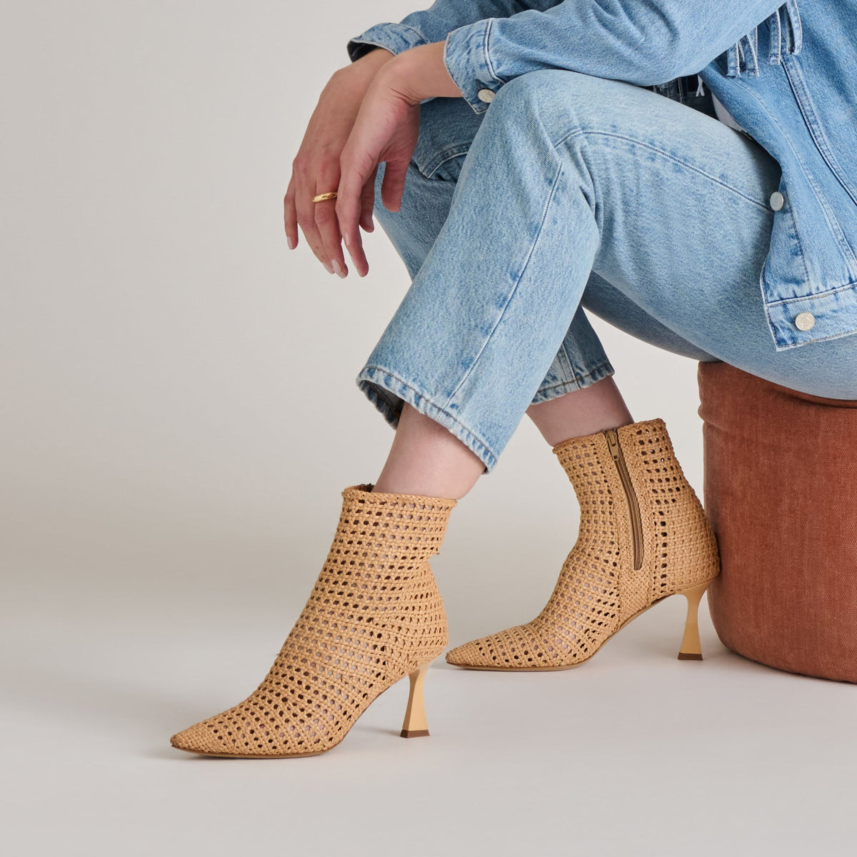 Lonni Tan Woven Leather Booties | Dolce Vita