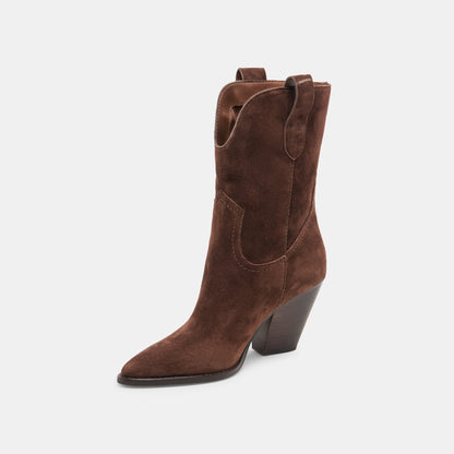 JESSEY BOOTS DK BROWN SUEDE | Dolce Vita