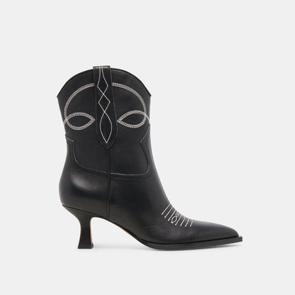 ANGEL BOOTIES BLACK WHITE LEATHER | Dolce Vita