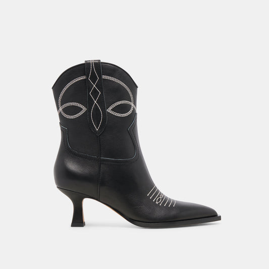 ANGEL BOOTIES BLACK WHITE LEATHER | Dolce Vita