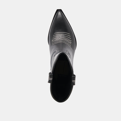 ANGEL BOOTIES BLACK WHITE LEATHER | Dolce Vita