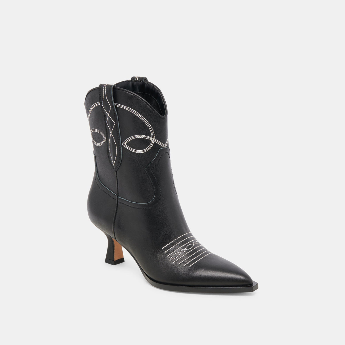 ANGEL BOOTIES BLACK WHITE LEATHER | Dolce Vita