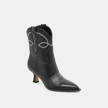 ANGEL BOOTIES BLACK WHITE LEATHER | Dolce Vita