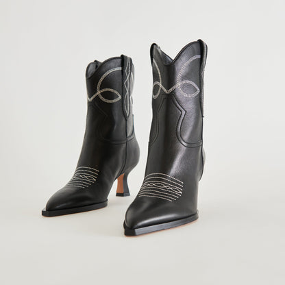 ANGEL BOOTIES BLACK WHITE LEATHER | Dolce Vita